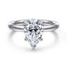 Unite - 14K White Gold Pear Shape Solitaire Diamond Engagement Ring
