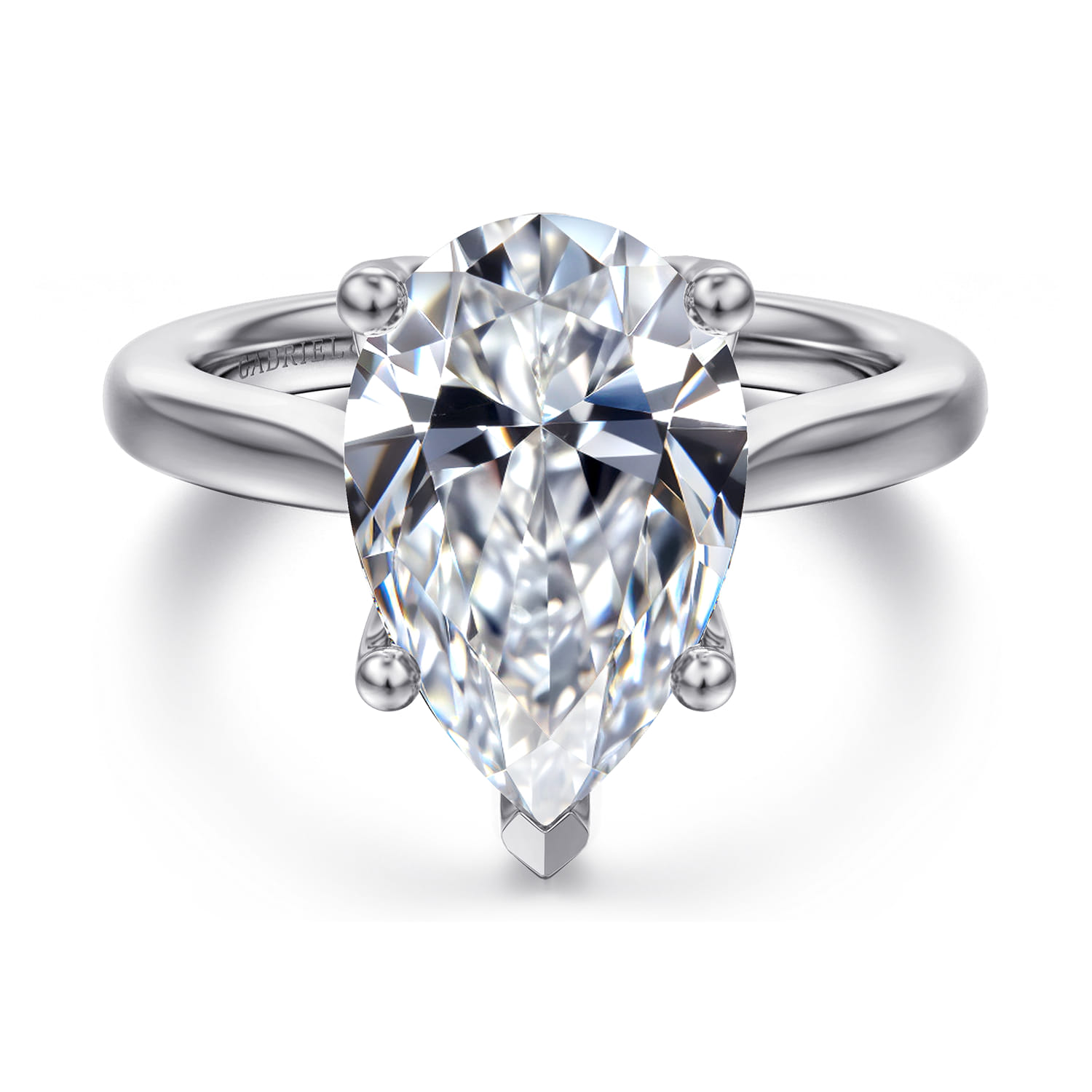 Nola - 14K White Gold Pear Shape Lotus Diamond Engagement Ring - Shot 1