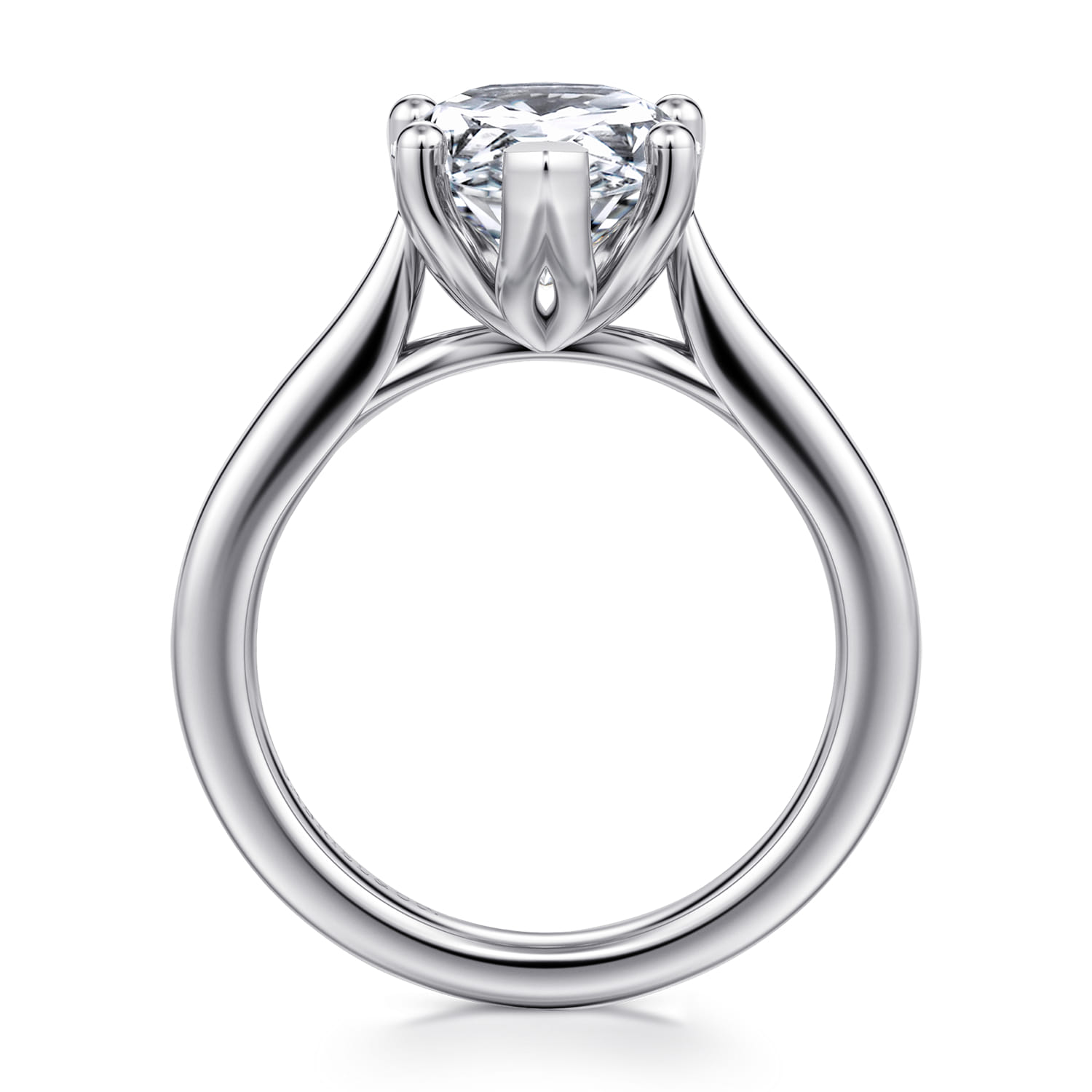 Nola - 14K White Gold Pear Shape Lotus Diamond Engagement Ring - Shot 2