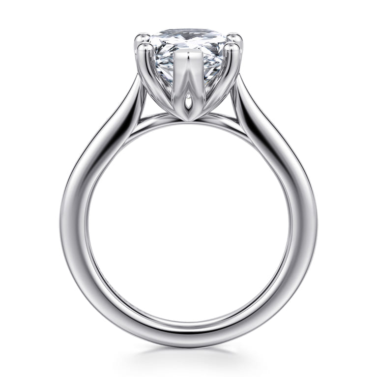 Nola - 14K White Gold Pear Shape Lotus Diamond Engagement Ring - Shot 2