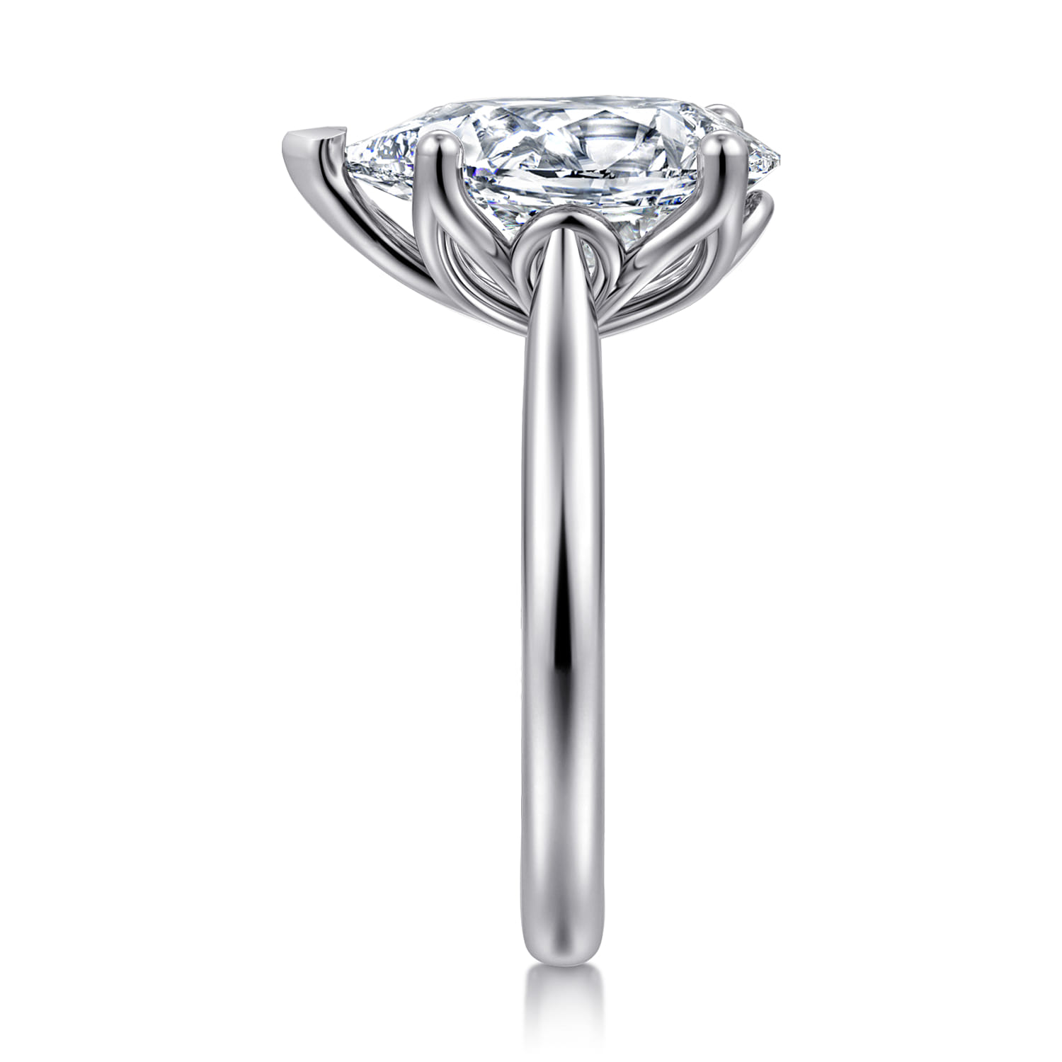 Nola - 14K White Gold Pear Shape Lotus Diamond Engagement Ring - Shot 4