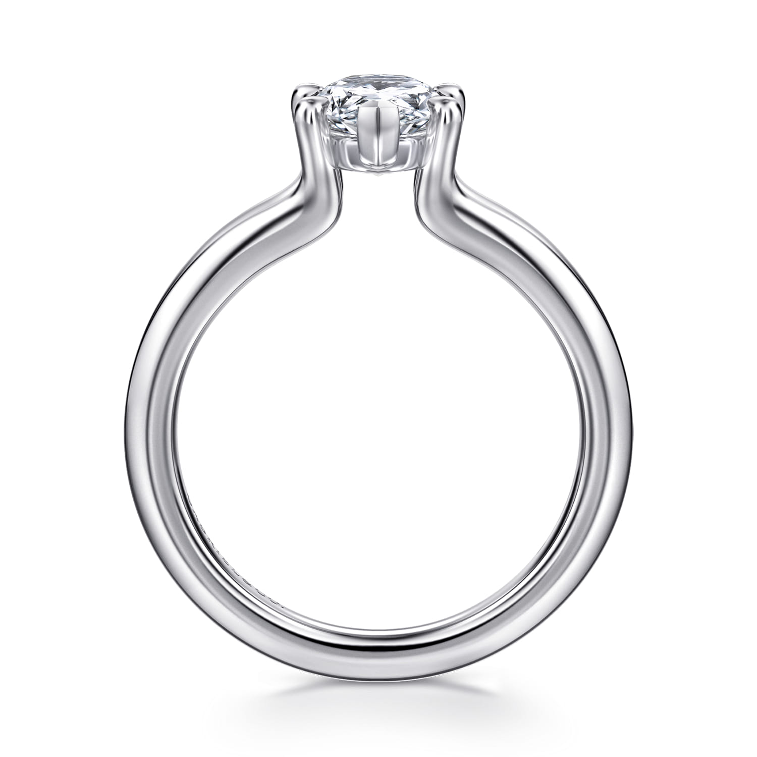 Annie - 14K White Gold Split Shank Pear Shape Diamond Engagement Ring - Shot 2