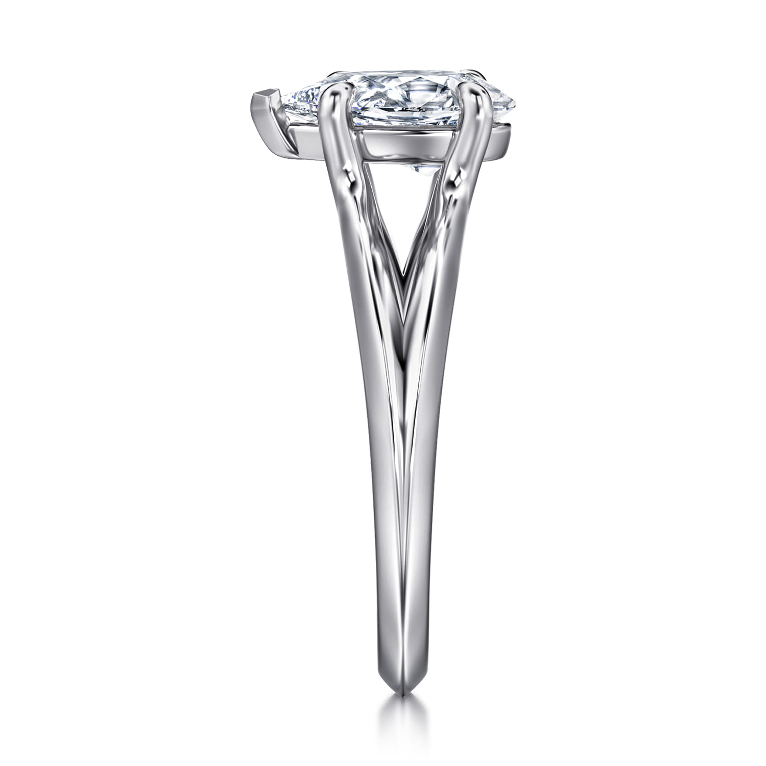 Annie - 14K White Gold Split Shank Pear Shape Diamond Engagement Ring - Shot 4
