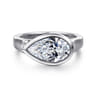 Zariah - 14K White Gold Pear Shape Bezel Set Solitaire Diamond Engagement Ring