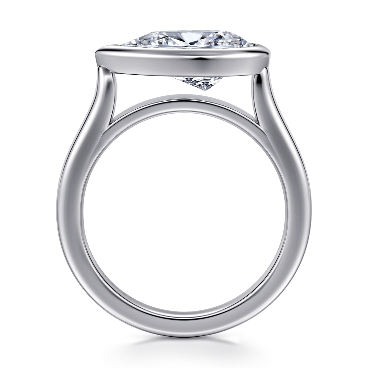 Zariah - 14K White Gold Pear Shape Bezel Set Solitaire Diamond Engagement Ring - Shot 2