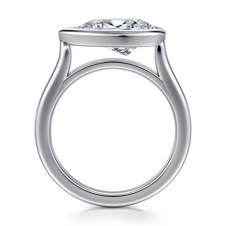 Zariah - 14K White Gold Pear Shape Bezel Set Solitaire Diamond Engagement Ring - Shot 2