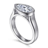Zariah - 14K White Gold Pear Shape Bezel Set Solitaire Diamond Engagement Ring