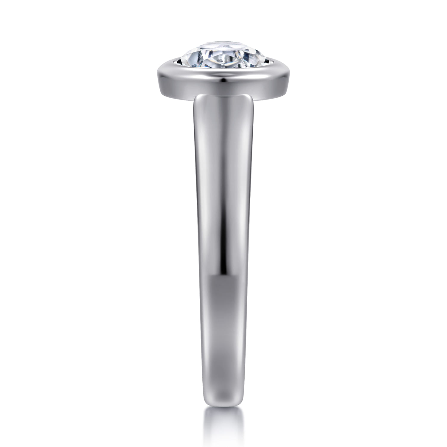 Zariah - 14K White Gold Pear Shape Bezel Set Solitaire Diamond Engagement Ring - Shot 4