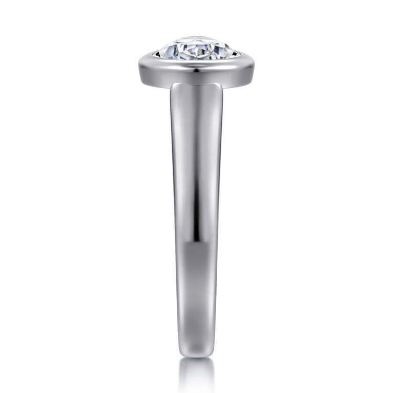 Zariah - 14K White Gold Pear Shape Bezel Set Solitaire Diamond Engagement Ring - Shot 4