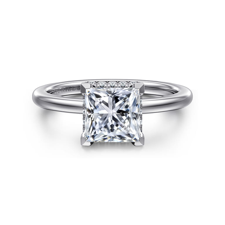 Rainah - 14K White Gold Princess Diamond Engagement Ring - 0.12 ct - Shot 1