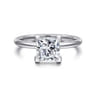 Ady - 14K White Gold Princess Hidden Halo Diamond Engagement Ring - 0.05 ct