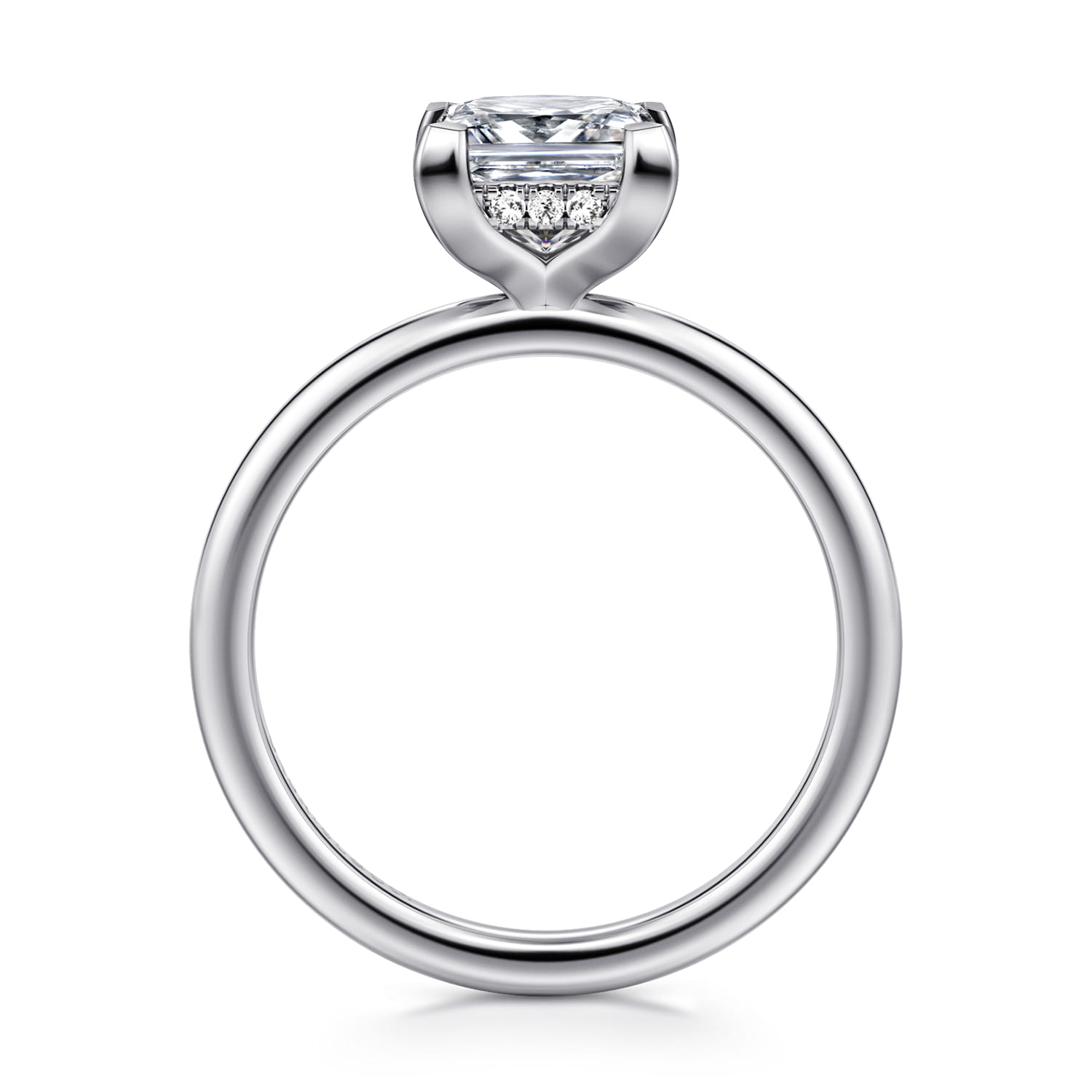 Ady - 14K White Gold Princess Hidden Halo Diamond Engagement Ring - 0.05 ct - Shot 2