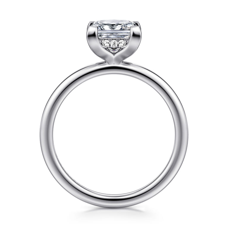 Ady - 14K White Gold Princess Hidden Halo Diamond Engagement Ring - 0.05 ct - Shot 2