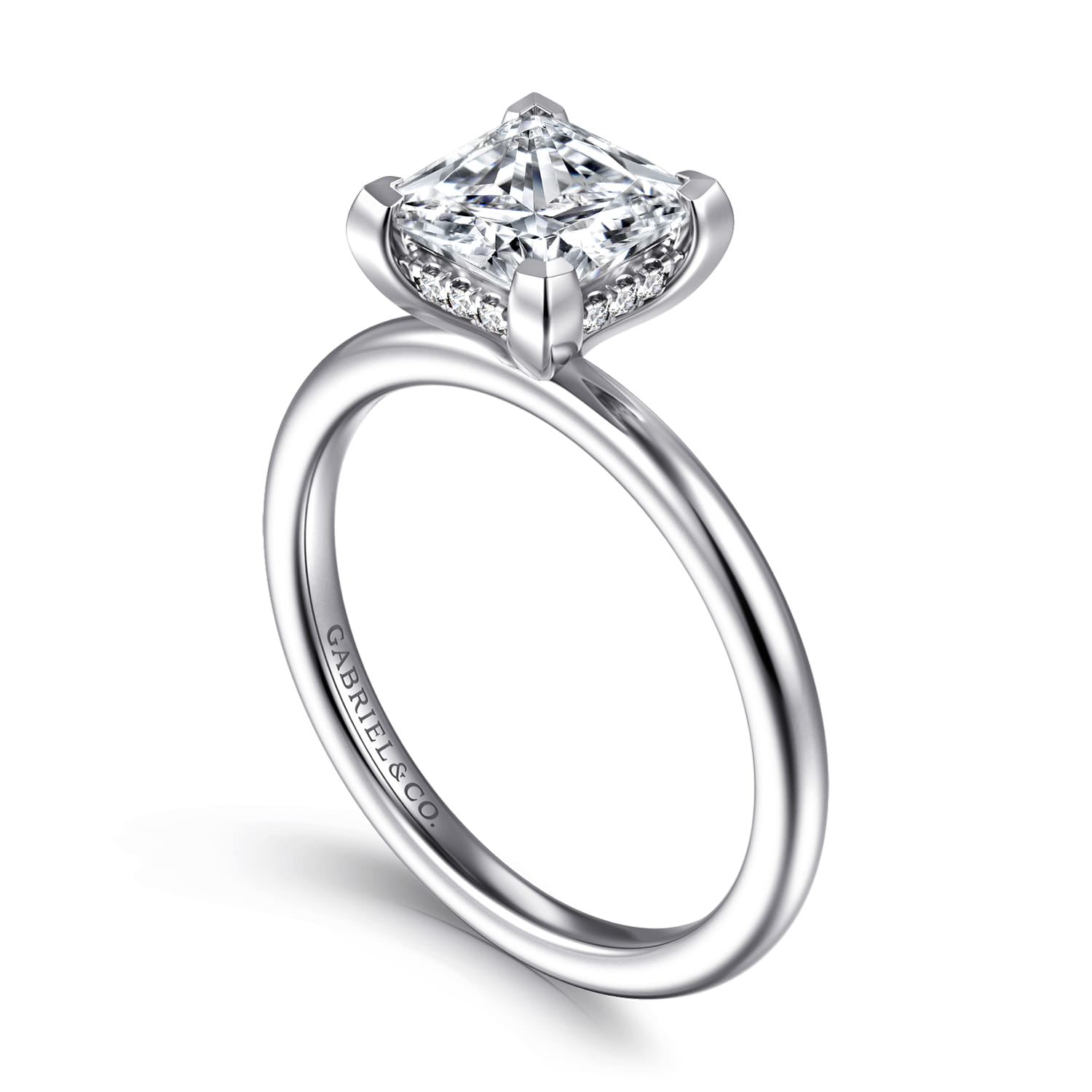 Ady - 14K White Gold Princess Hidden Halo Diamond Engagement Ring - 0.05 ct - Shot 3
