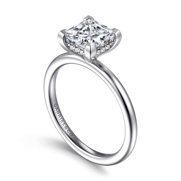 Ady - 14K White Gold Princess Hidden Halo Diamond Engagement Ring - 0.05 ct - Shot 3
