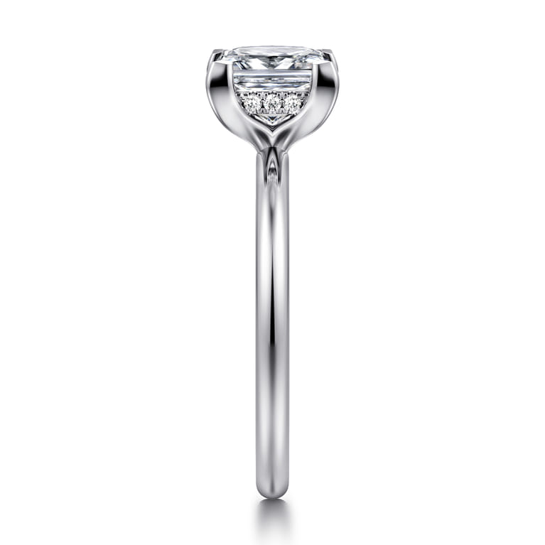 Ady - 14K White Gold Princess Hidden Halo Diamond Engagement Ring - 0.05 ct - Shot 4