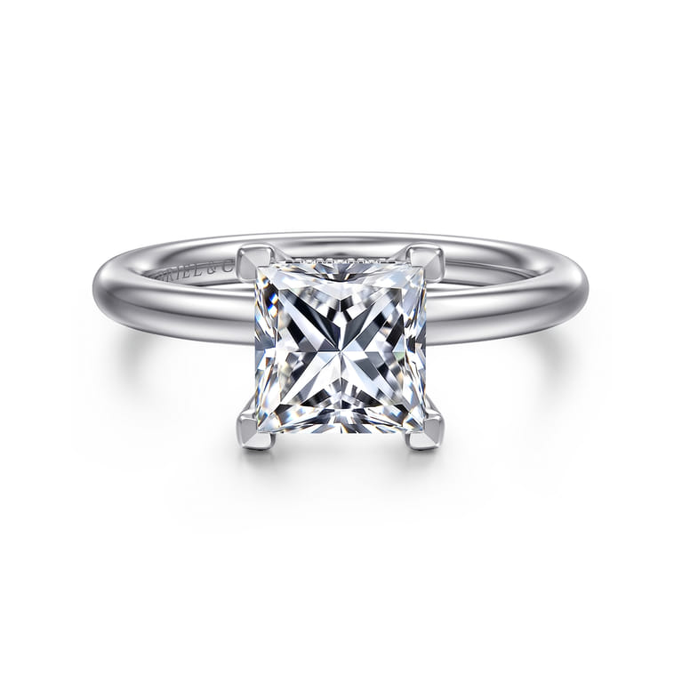 Daniele - 14K White Gold Princess Cut Solitaire Diamond Engagement Ring - 0.14 ct - Shot 1