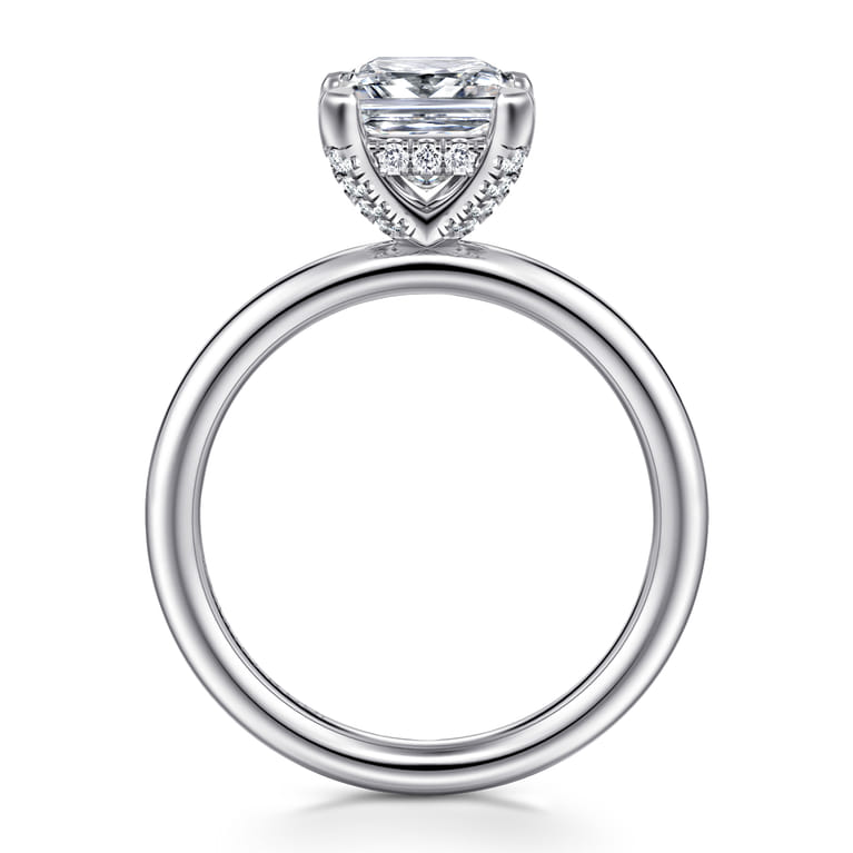 Daniele - 14K White Gold Princess Cut Solitaire Diamond Engagement Ring - 0.14 ct - Shot 2