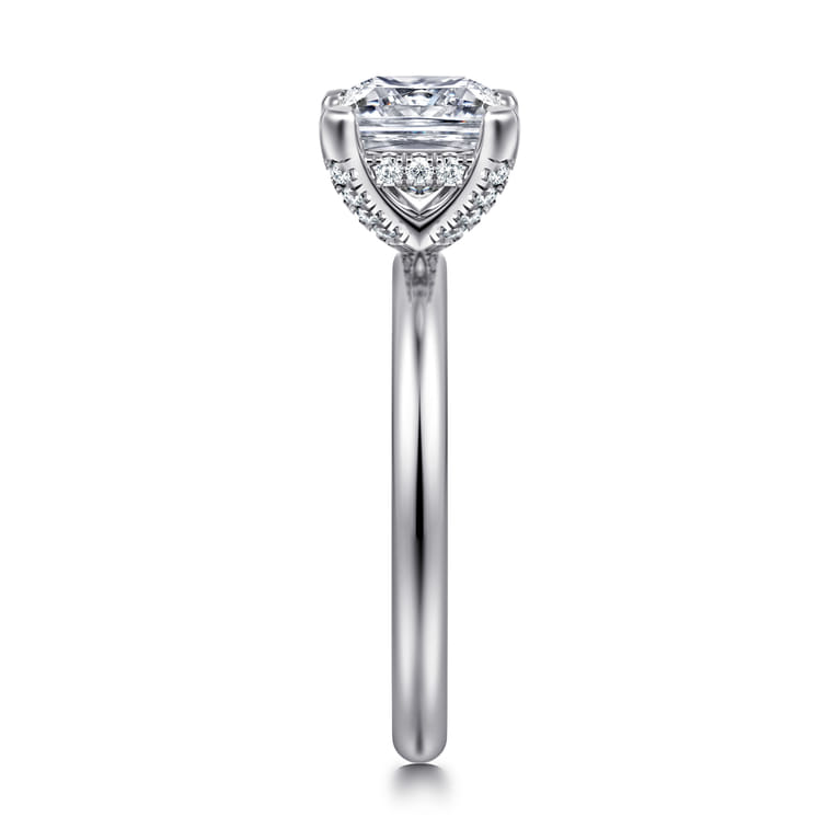 Daniele - 14K White Gold Princess Cut Solitaire Diamond Engagement Ring - 0.14 ct - Shot 4