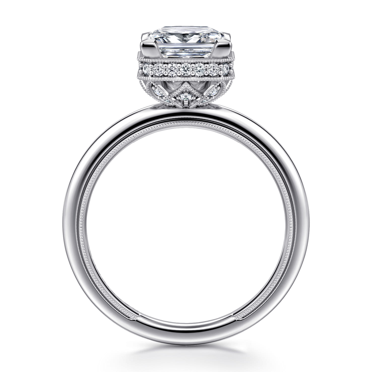 Catallina - 14K White Gold Princess Bezel Prong Diamond Engagement Ring - 0.16 ct - Shot 2