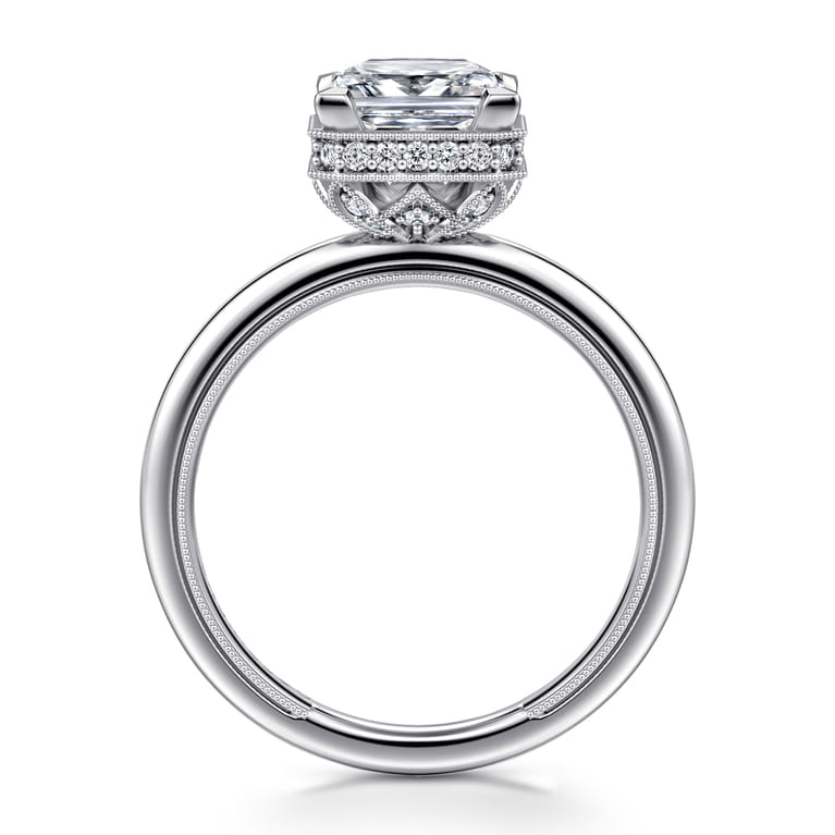 Catallina - 14K White Gold Princess Bezel Prong Diamond Engagement Ring - 0.16 ct - Shot 2