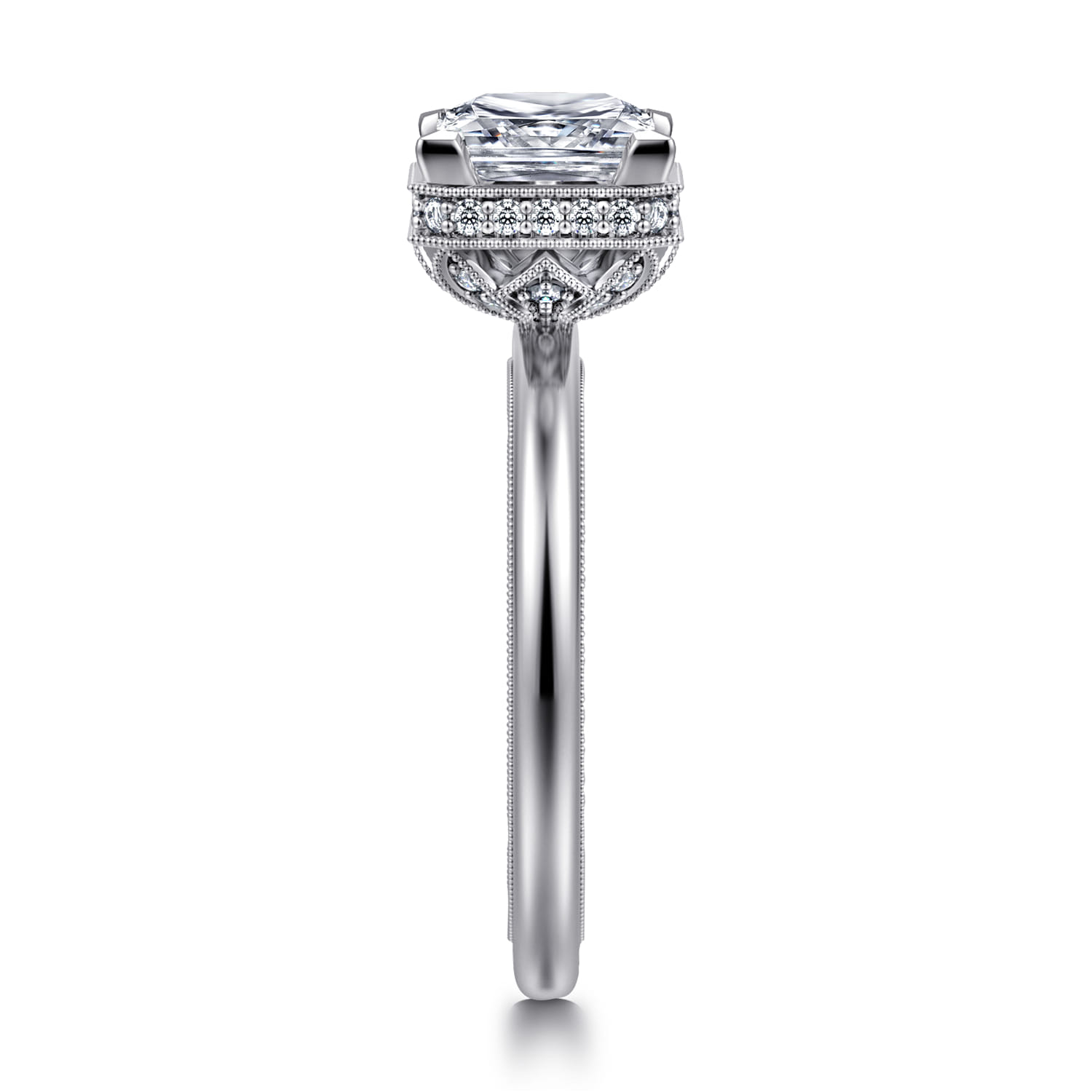Catallina - 14K White Gold Princess Bezel Prong Diamond Engagement Ring - 0.16 ct - Shot 4