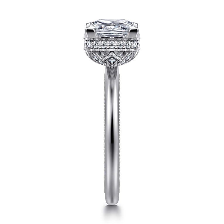 Catallina - 14K White Gold Princess Bezel Prong Diamond Engagement Ring - 0.16 ct - Shot 4