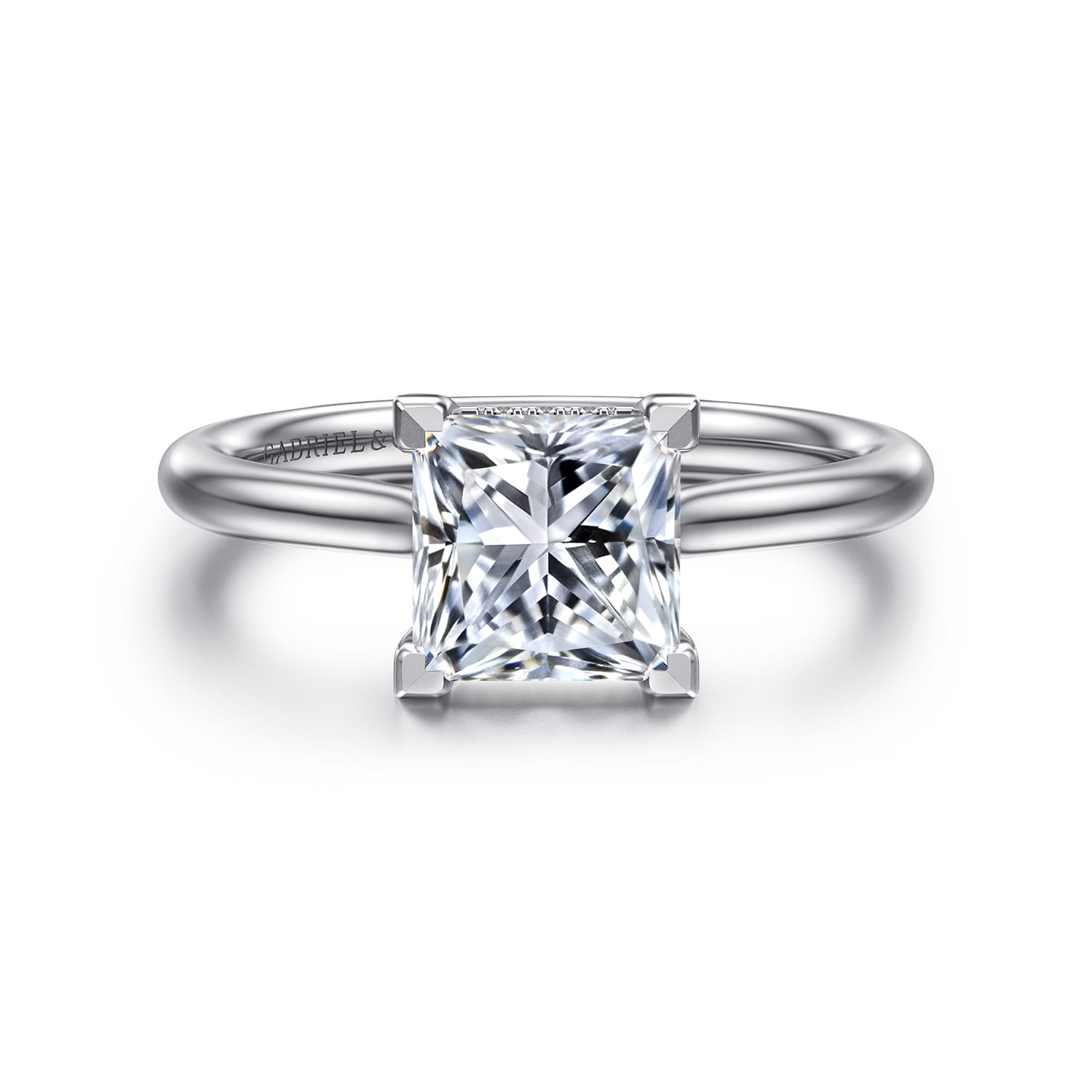 Aure - 14K White Gold Princess Cut Solitaire Diamond Engagement Ring - 0.05 ct - Shot 1
