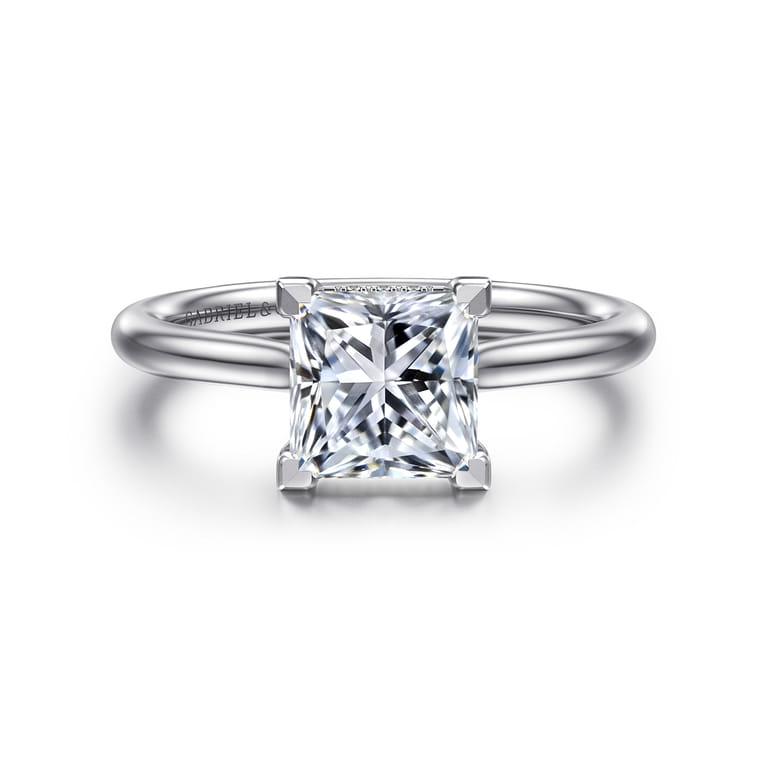 Aure - 14K White Gold Princess Cut Solitaire Diamond Engagement Ring - 0.05 ct - Shot 1