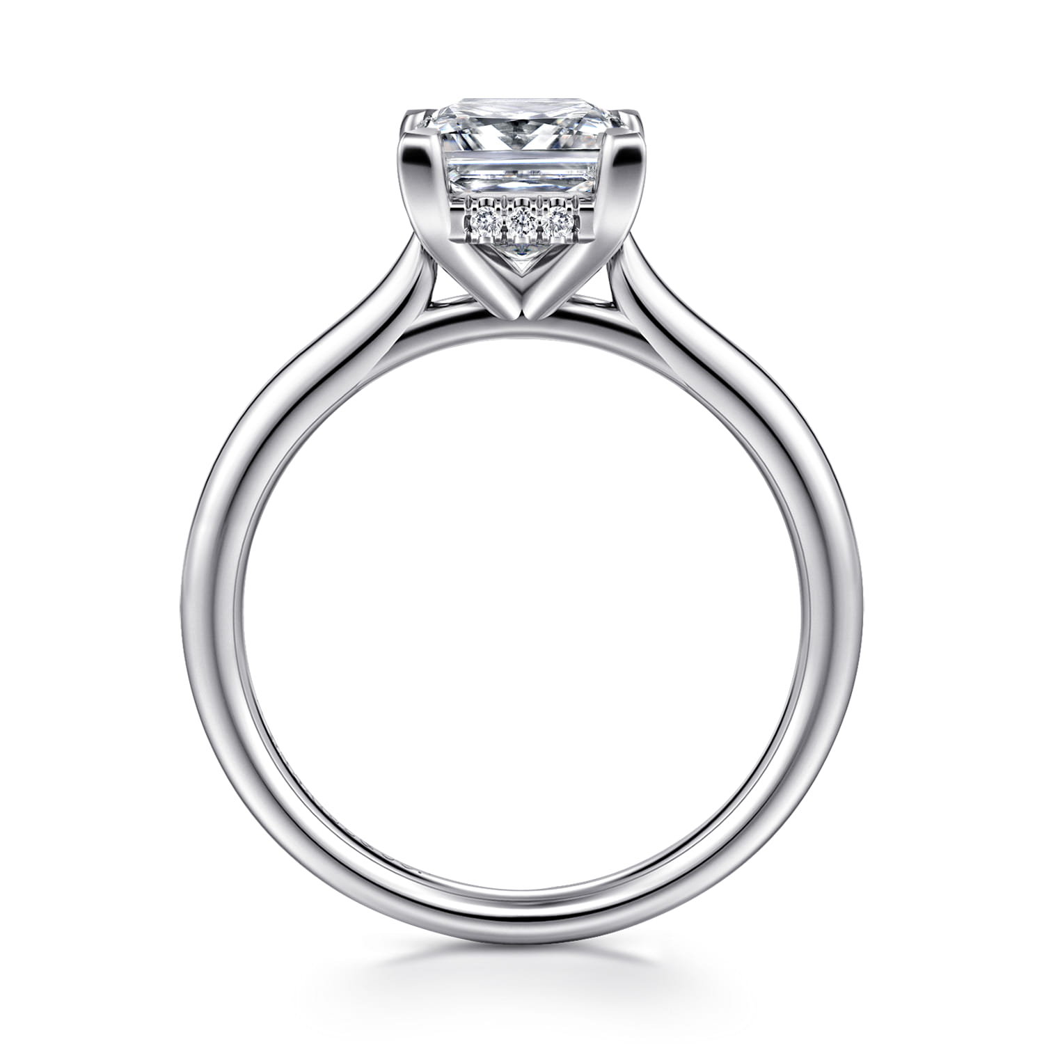 Aure - 14K White Gold Princess Cut Solitaire Diamond Engagement Ring - 0.05 ct - Shot 2
