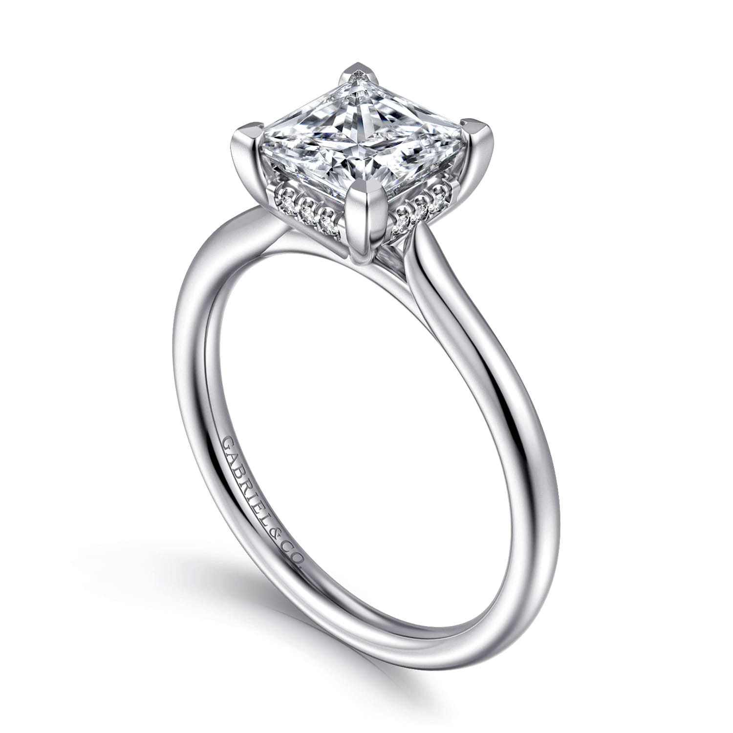 Aure - 14K White Gold Princess Cut Solitaire Diamond Engagement Ring - 0.05 ct - Shot 3