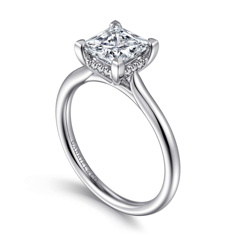 Aure - 14K White Gold Princess Cut Solitaire Diamond Engagement Ring - 0.05 ct - Shot 3