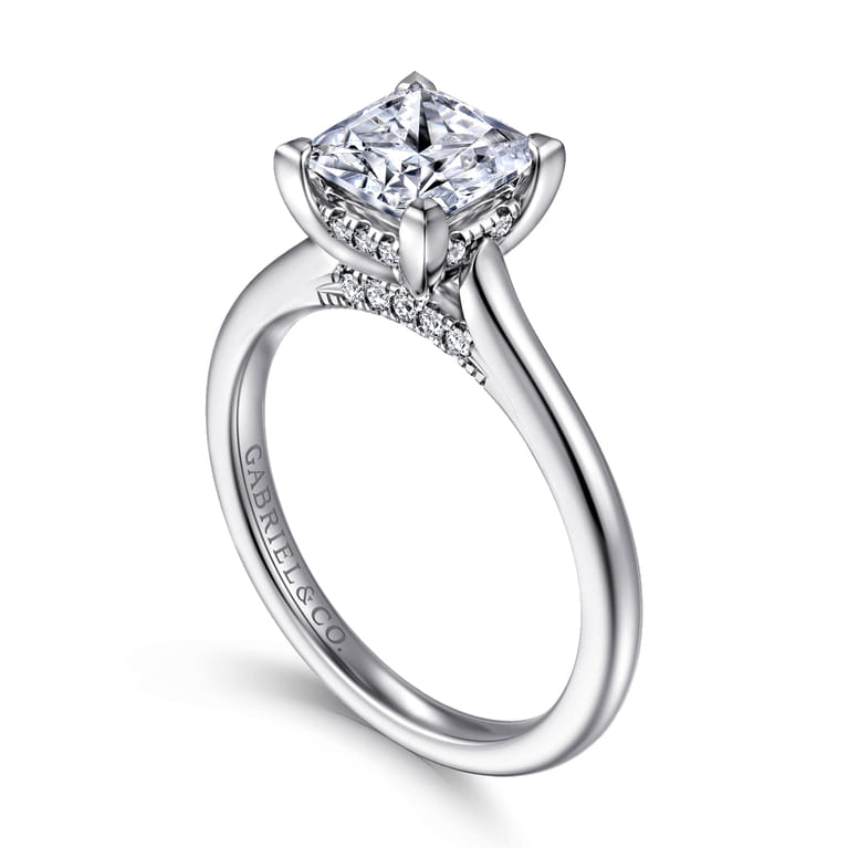 Ericka - 14K White Gold Princess Cut Diamond Engagement Ring - 0.12 ct - Shot 3