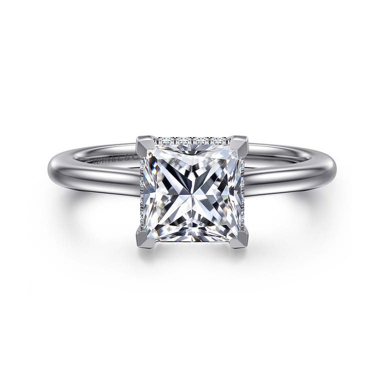 Aldon - 14K White Gold Princess Diamond Engagement Ring - 0.08 ct - Shot 1