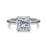 Reece - 14K White Gold Princess Cut Bezel Prong Diamond Engagement Ring - 0.09 ct