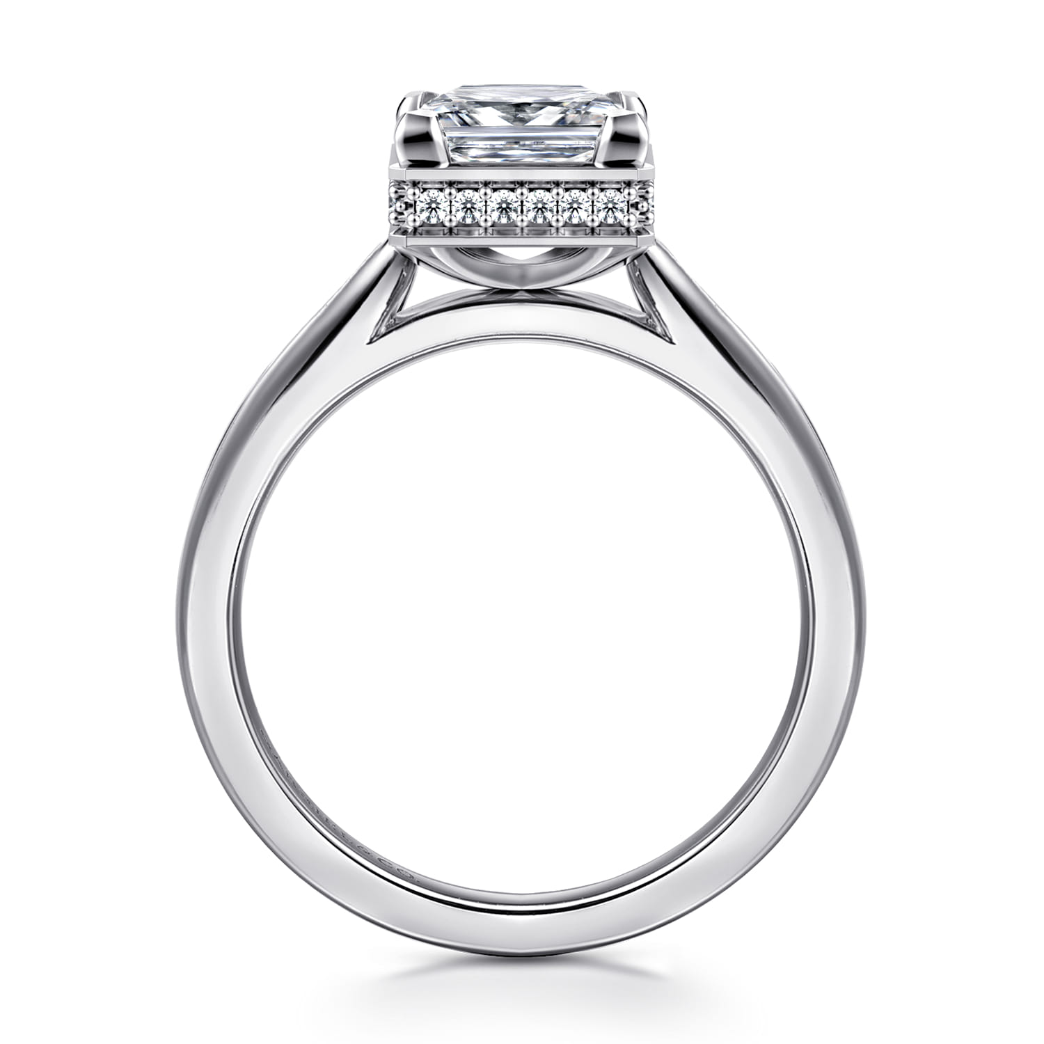 Reece - 14K White Gold Princess Cut Bezel Prong Diamond Engagement Ring - 0.09 ct - Shot 2
