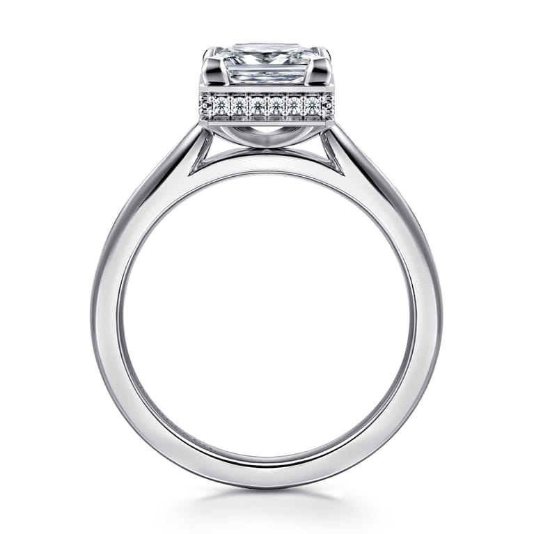 Reece - 14K White Gold Princess Cut Bezel Prong Diamond Engagement Ring - 0.09 ct - Shot 2