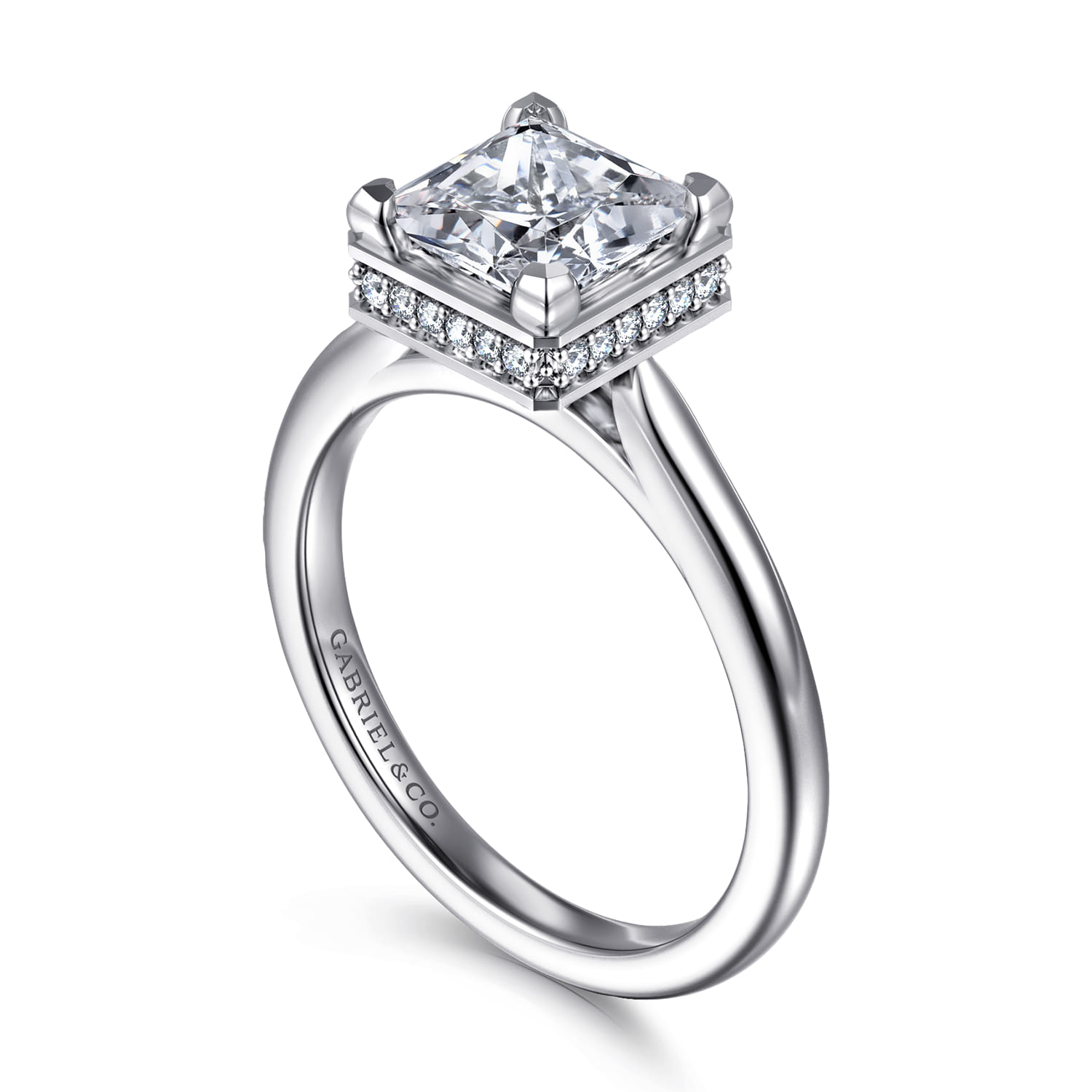 Reece - 14K White Gold Princess Cut Bezel Prong Diamond Engagement Ring - 0.09 ct - Shot 3