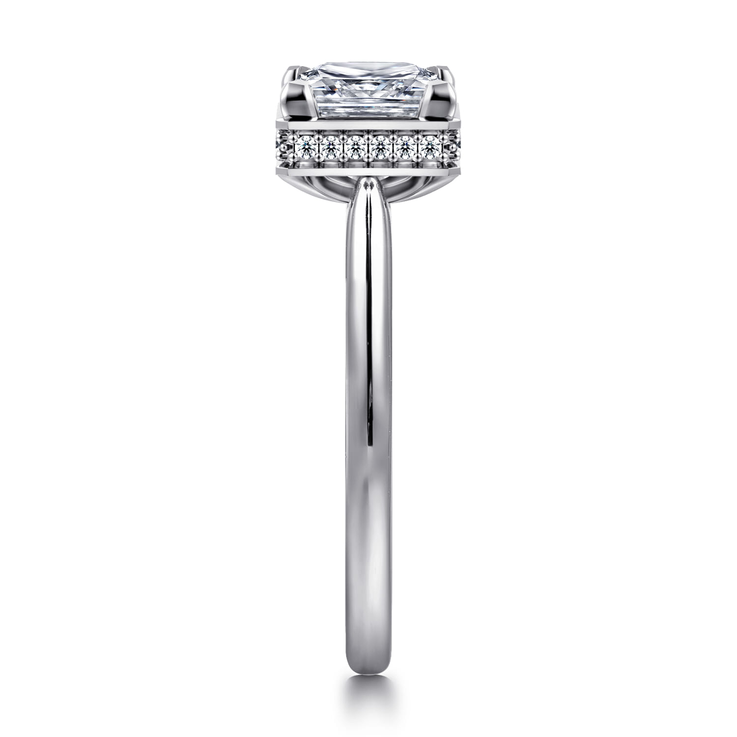 Reece - 14K White Gold Princess Cut Bezel Prong Diamond Engagement Ring - 0.09 ct - Shot 4