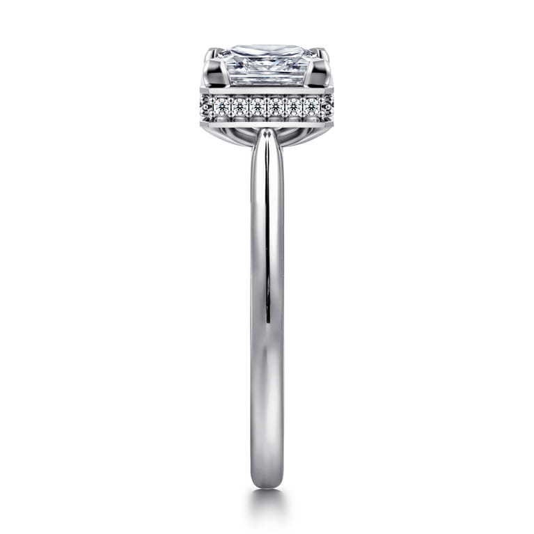 Reece - 14K White Gold Princess Cut Bezel Prong Diamond Engagement Ring - 0.09 ct - Shot 4