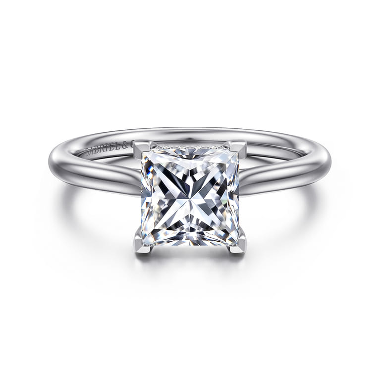 Azucena - 14K White Gold Princess Cut Solitaire Diamond Engagement Ring - 0.06 ct - Shot 1