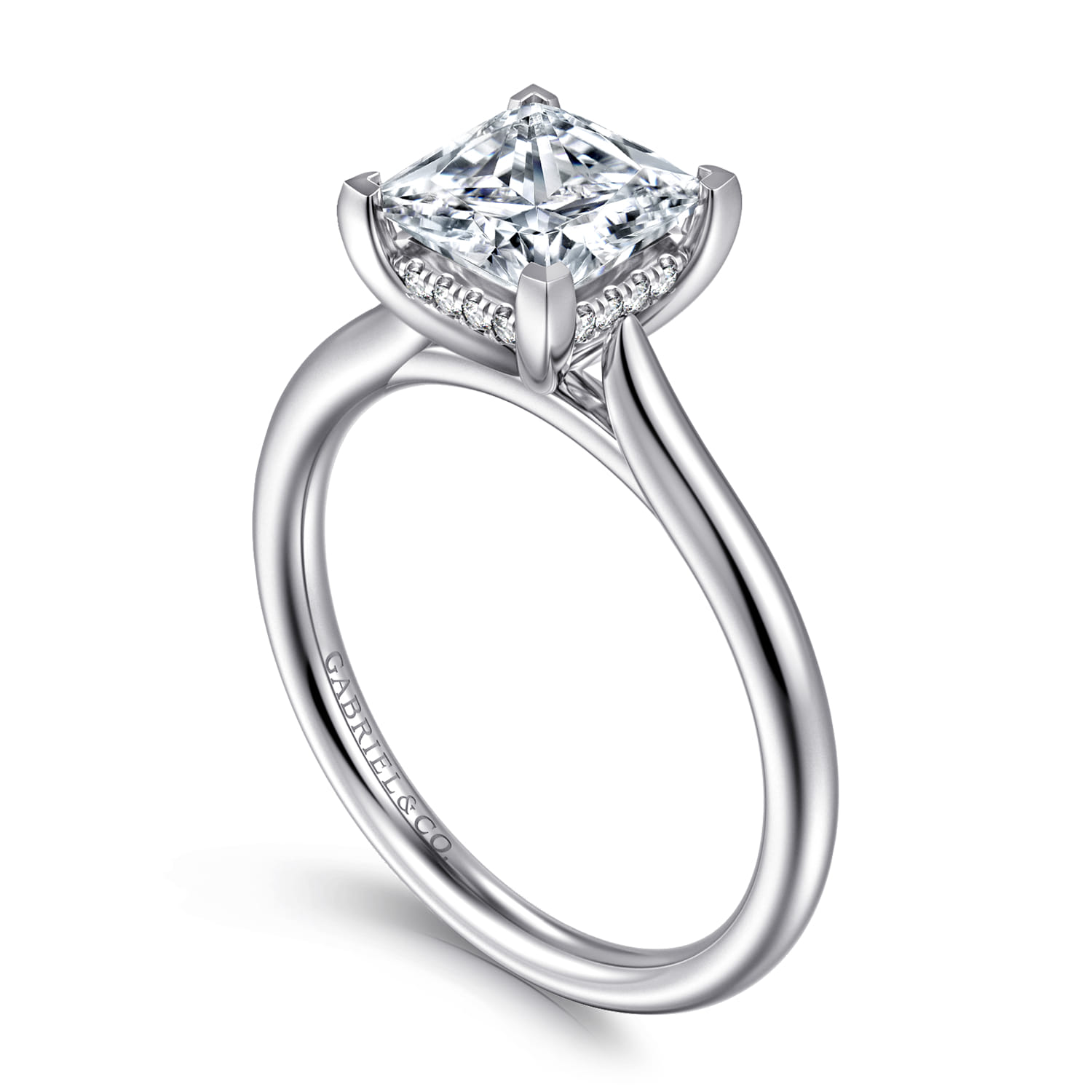Azucena - 14K White Gold Princess Cut Solitaire Diamond Engagement Ring - 0.06 ct - Shot 3