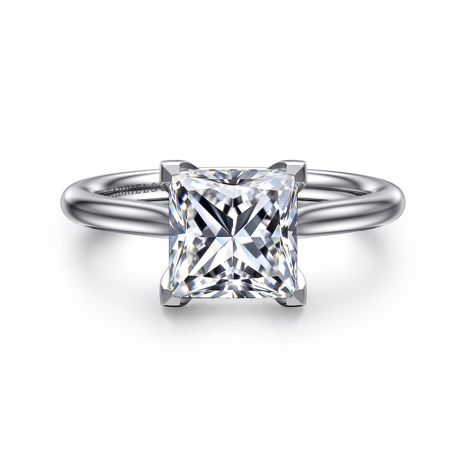 Azucena - 14K White Gold Princess Cut Solitaire Diamond Engagement Ring - 0.05 ct - Shot 1