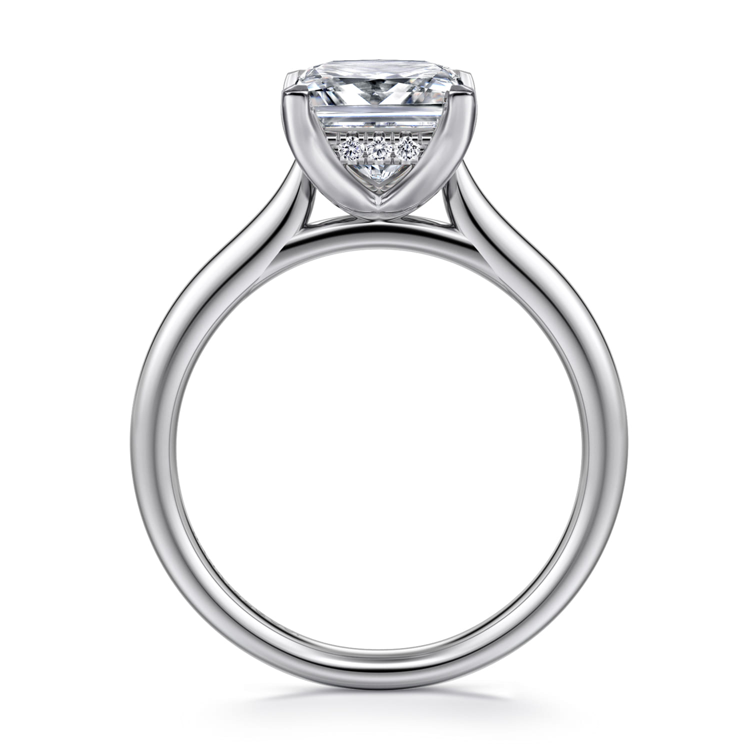 Azucena - 14K White Gold Princess Cut Solitaire Diamond Engagement Ring - 0.05 ct - Shot 2