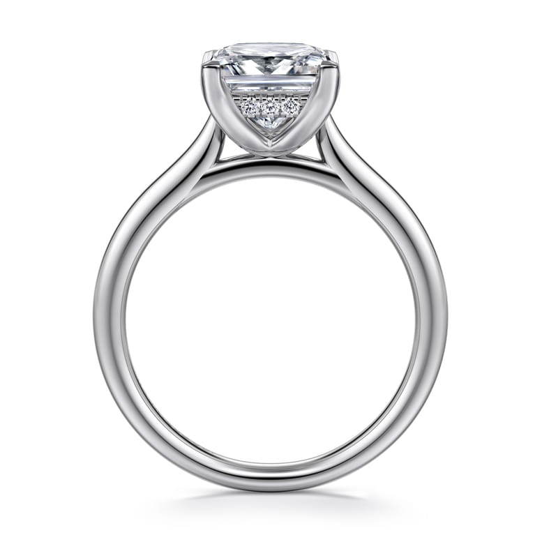 Azucena - 14K White Gold Princess Cut Solitaire Diamond Engagement Ring - 0.05 ct - Shot 2