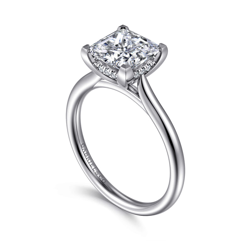 Azucena - 14K White Gold Princess Cut Solitaire Diamond Engagement Ring - 0.05 ct - Shot 3
