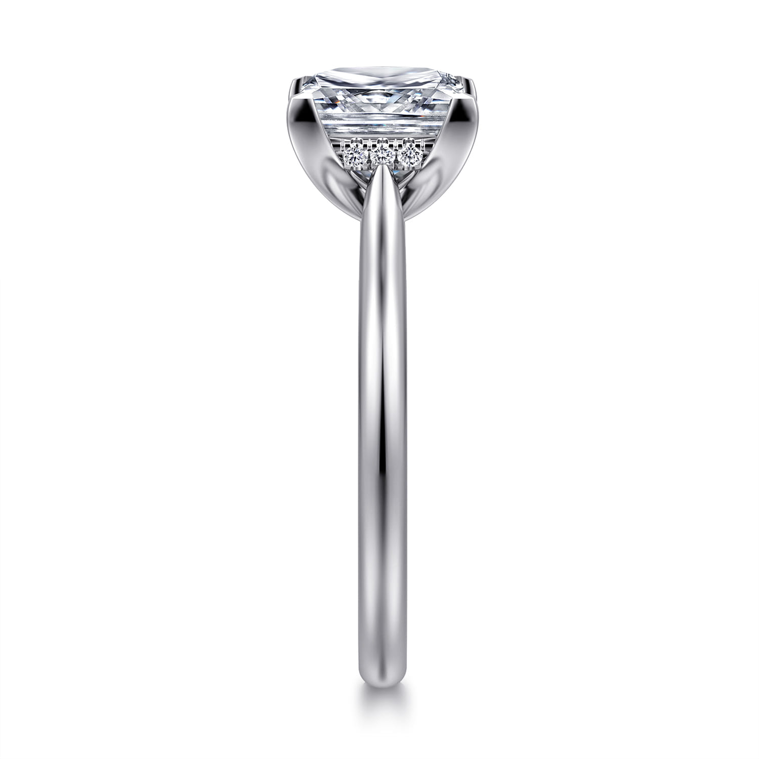 Azucena - 14K White Gold Princess Cut Solitaire Diamond Engagement Ring - 0.05 ct - Shot 4