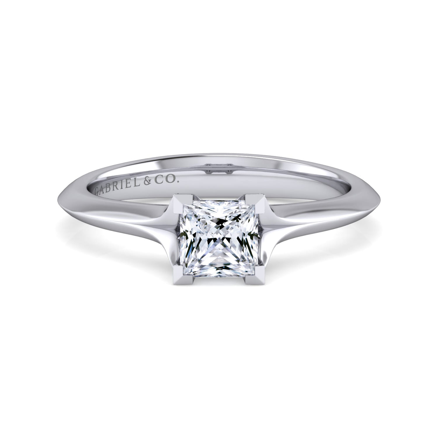 Ellis - 14K White Gold Princess Cut Diamond Engagement Ring - Shot 1