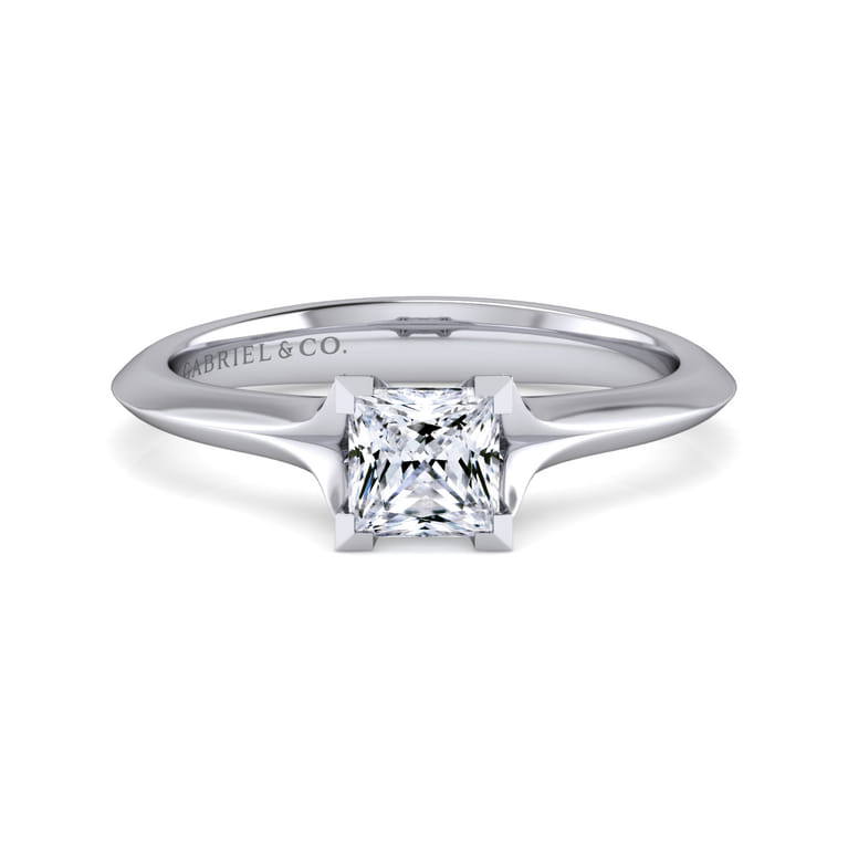 Ellis - 14K White Gold Princess Cut Diamond Engagement Ring - Shot 1