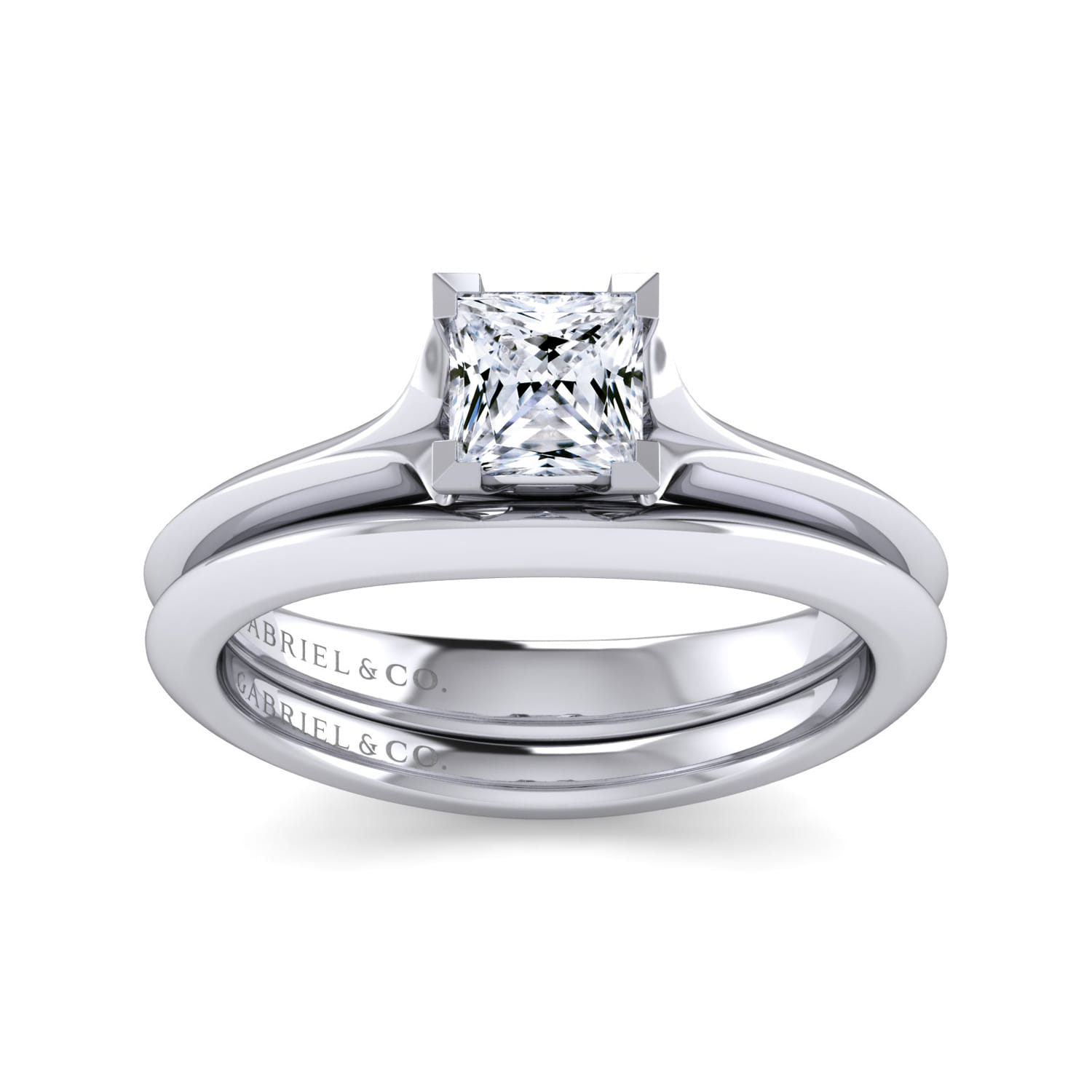 Ellis - 14K White Gold Princess Cut Diamond Engagement Ring - Shot 4